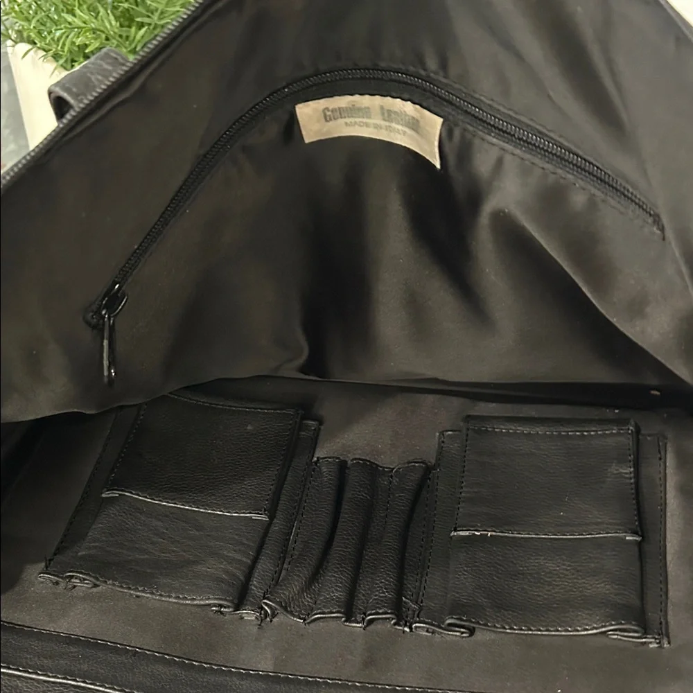 Elegant Black Leather Laptop Bag for Men